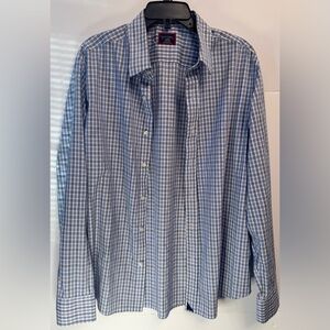 UNTUCKit Wrinkle-Free Button Down Shirt Blue Check Plaid Size Large 100% Cotton